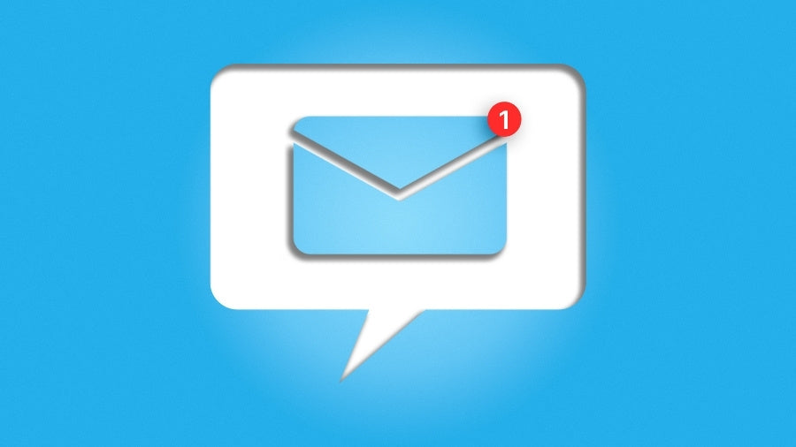 Blue gradient background with email graphic icon