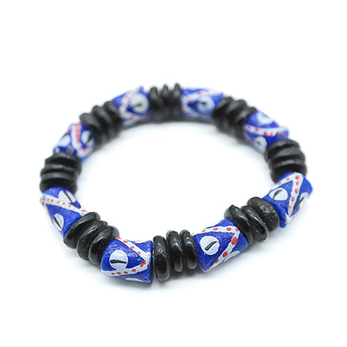 Blue recycled glass bracelet