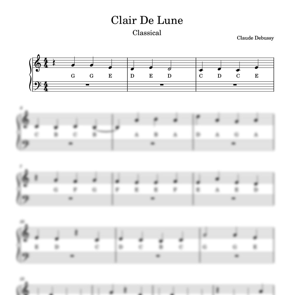 Clair de lune classical sheet music preview