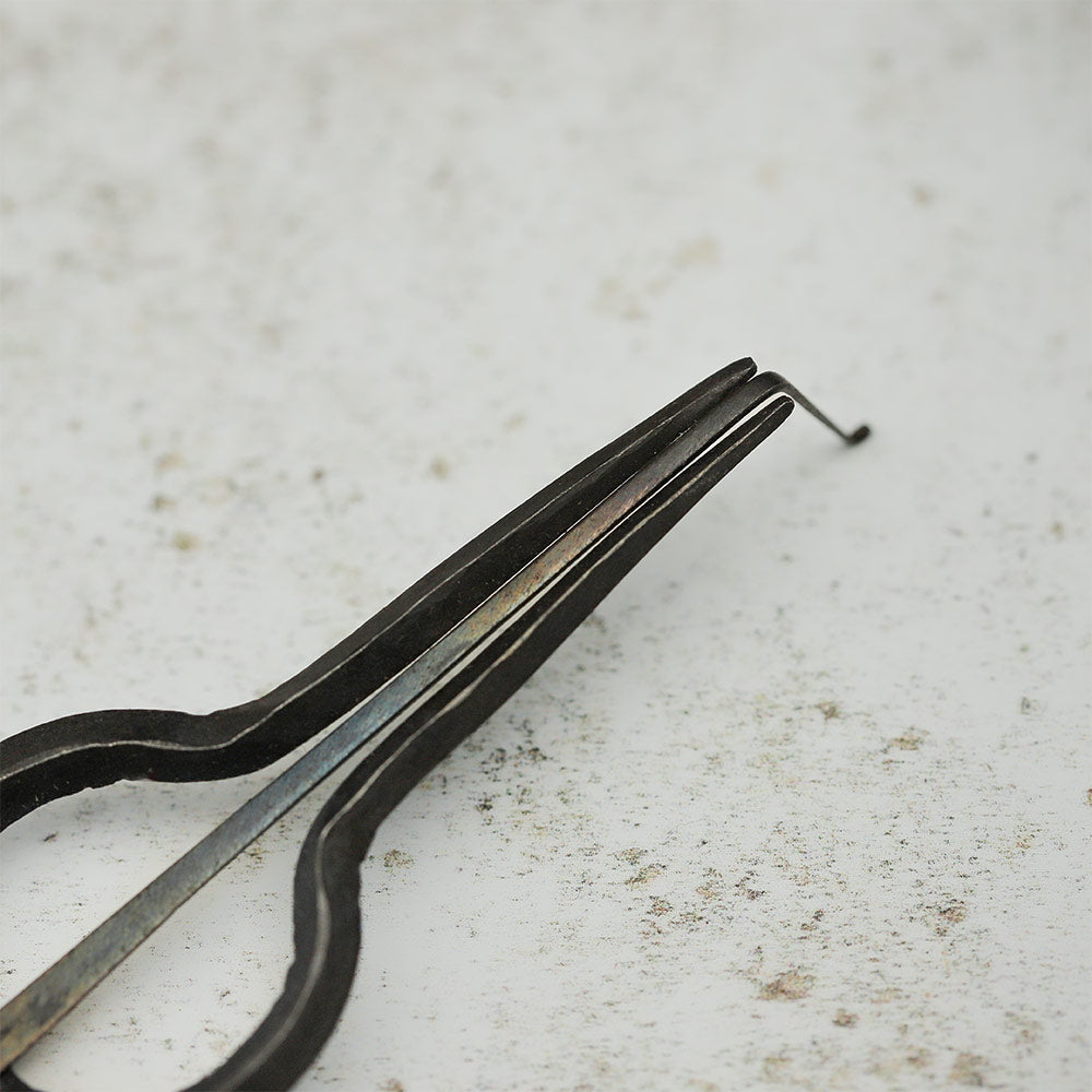 Close-up of a metal jaw harp showing the tongue and frame