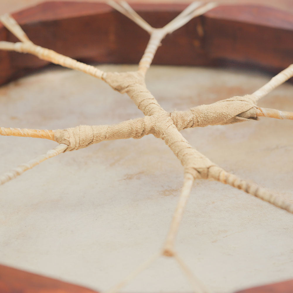 leather cross middle of hexagon shamanic drum