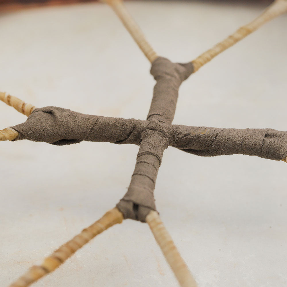 leather back of shamanic drum