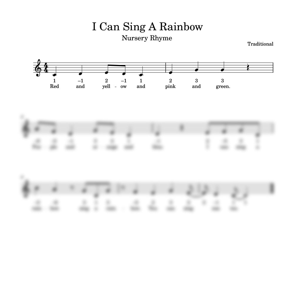 Sheet music for 'I Can Sing A Rainbow' with text and musical notation.