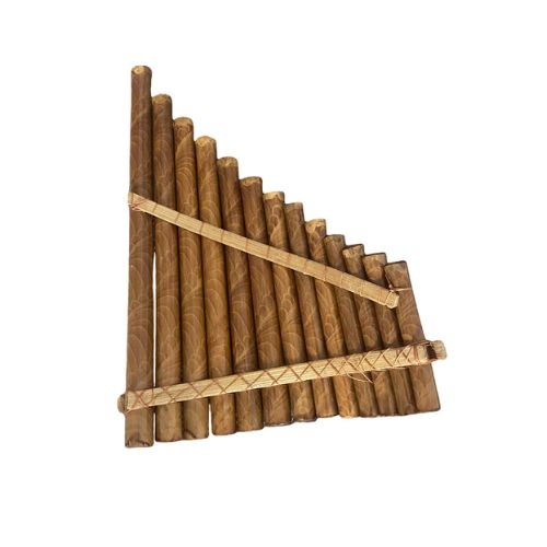 Wooden pan flute on a white background