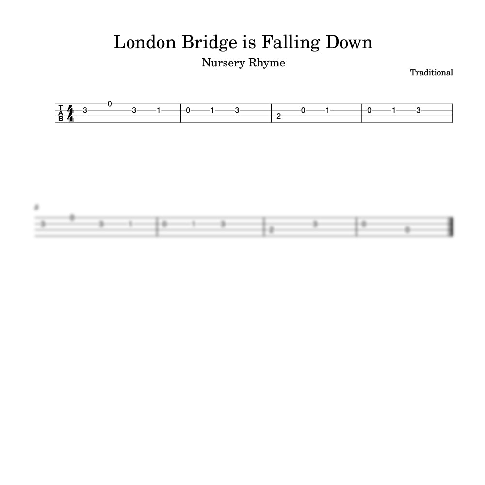 Sheet music for 'London Bridge is Falling Down' with notation and lyrics.