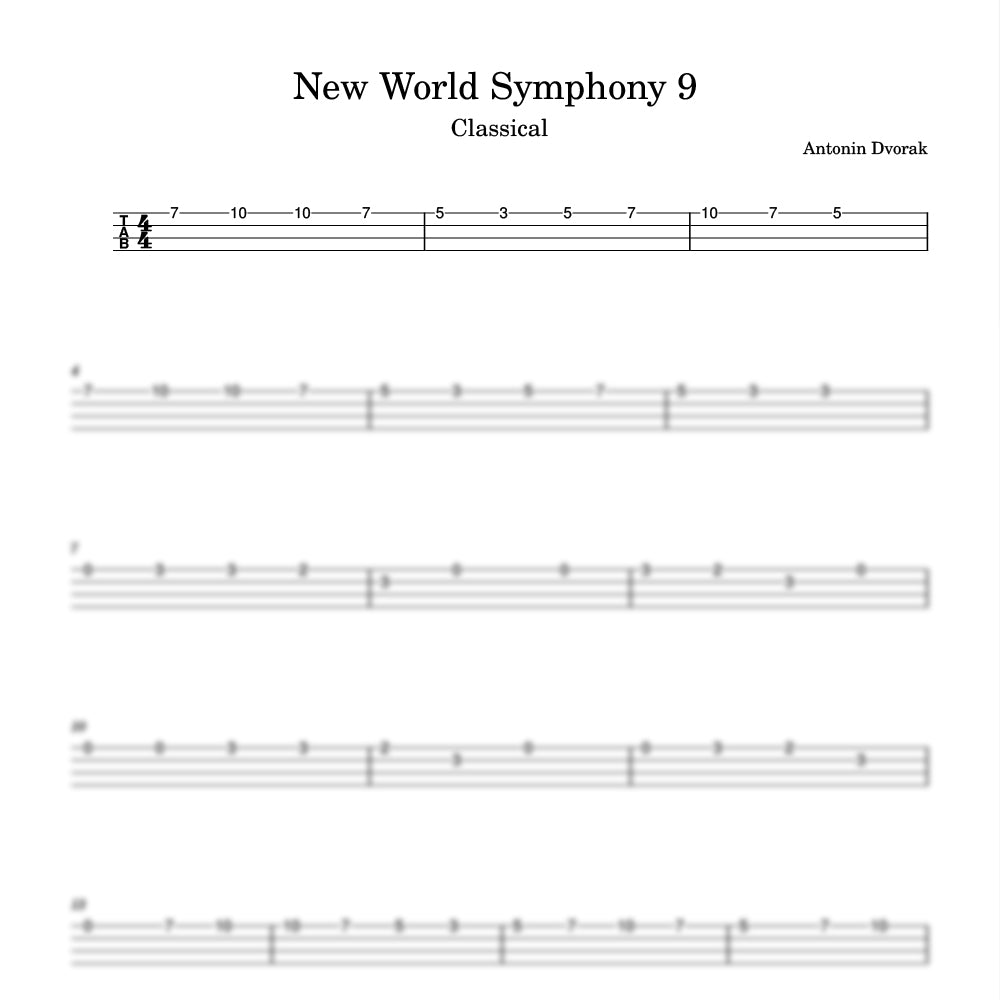 Sheet music for 'New World Symphony 9' by Antonin Dvorak with musical notation.