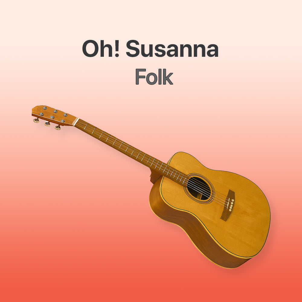 Acoustic guitar on a gradient background with 'Oh! Susanna Folk' text