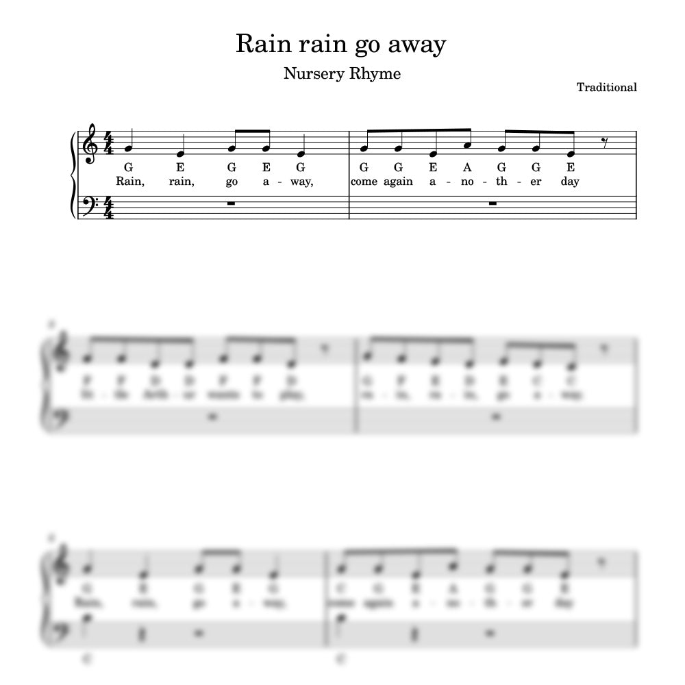 rain rain go away sheet music