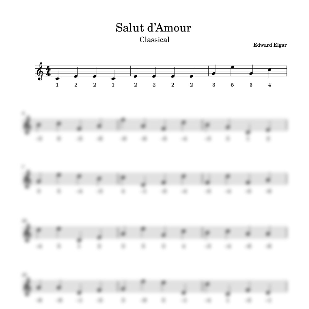 Sheet music for 'Salut d'Amour' by Edward Elgar with clef and staff notation.