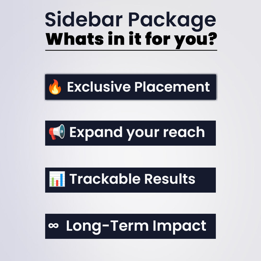 Graphic image promoting a spotlight sidebar advert as an exclusive opportunity for businesses, emphasizing visibility, reach, and engagement.
