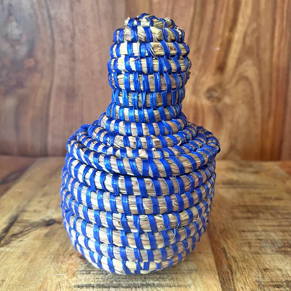 Small Senegalese African Basket Block Blue