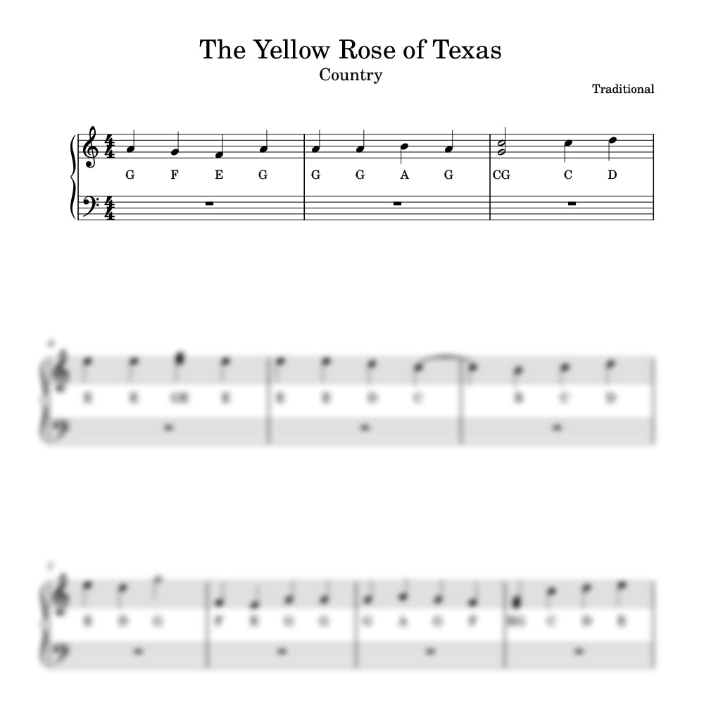 the yellow rose of texas sheet music