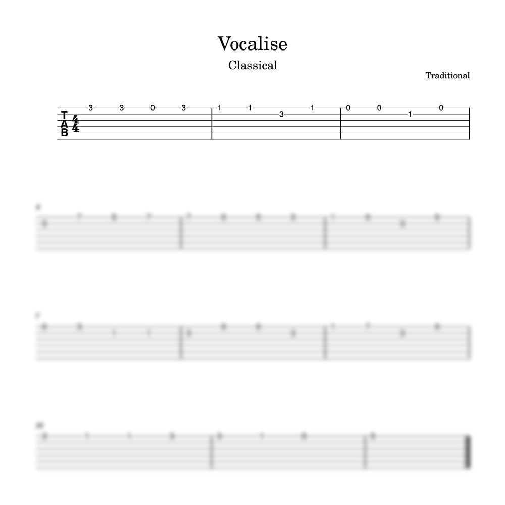 Vocalise guitar tab preview