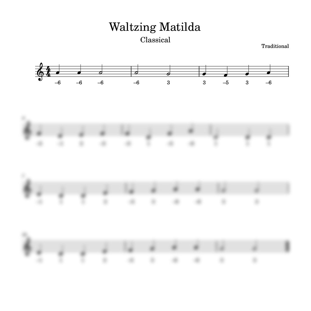 waltzing matilda harmonica tab preview