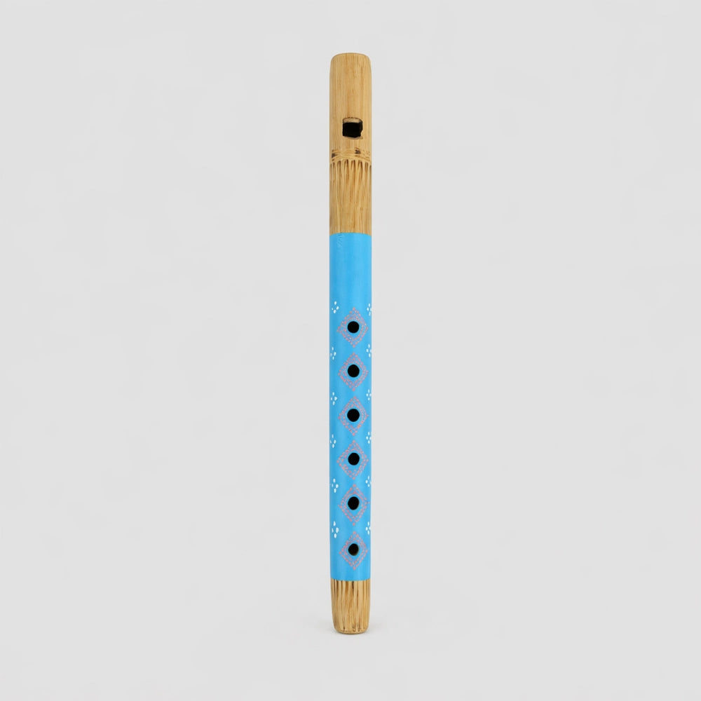 dark blue pastel coloured hand painted bamboo flute recorder