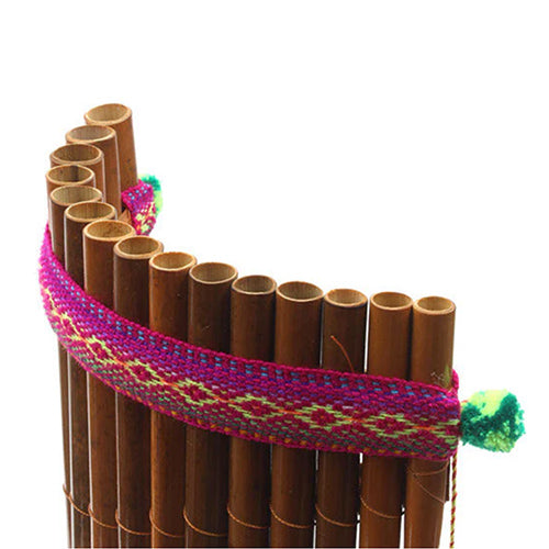 Close up of mouth holes for 15 note pan pipes.