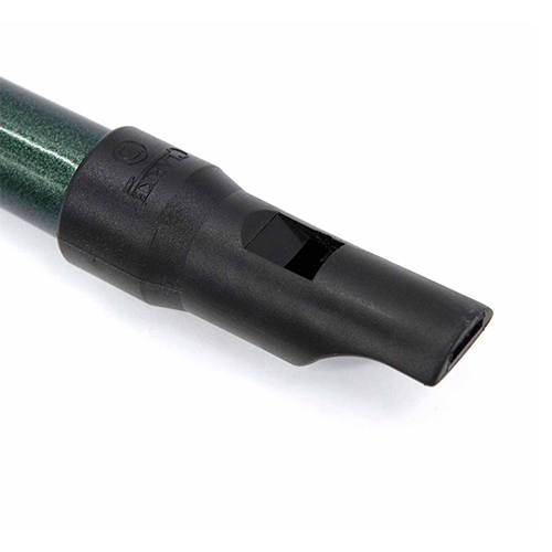 close up of Celtic tin whistle mouthpiece.