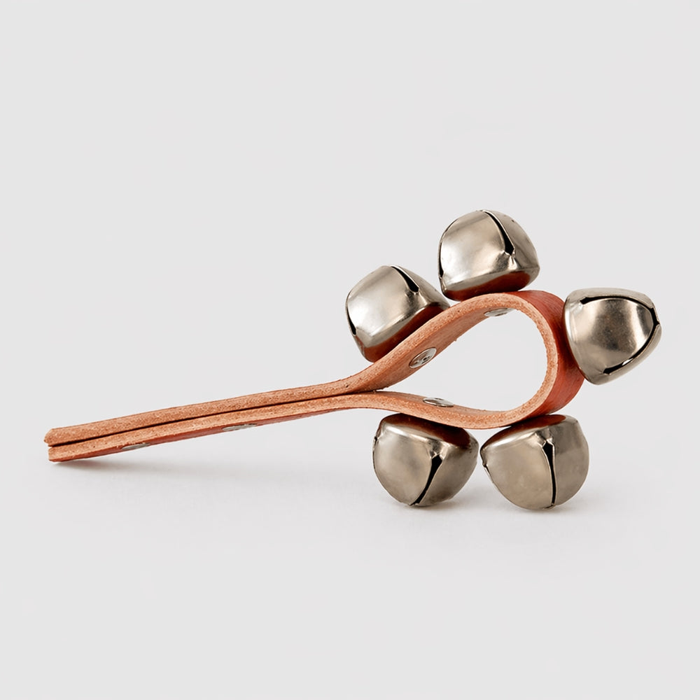 5 bell leather sleigh bell shaker