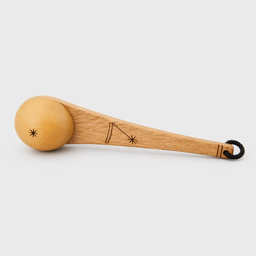 gourd and wood shaker with carvings