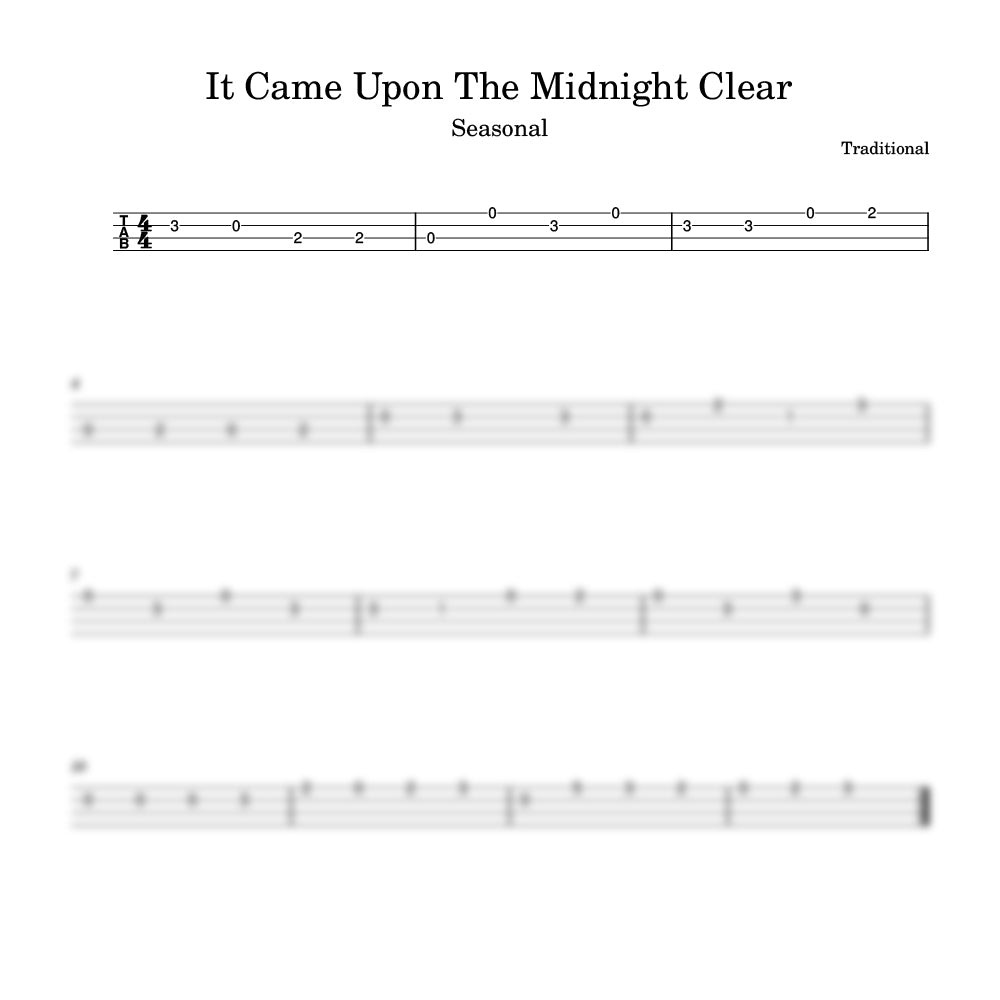 Sheet music for 'It Came Upon the Midnight Clear' with staff notation and clef symbols.