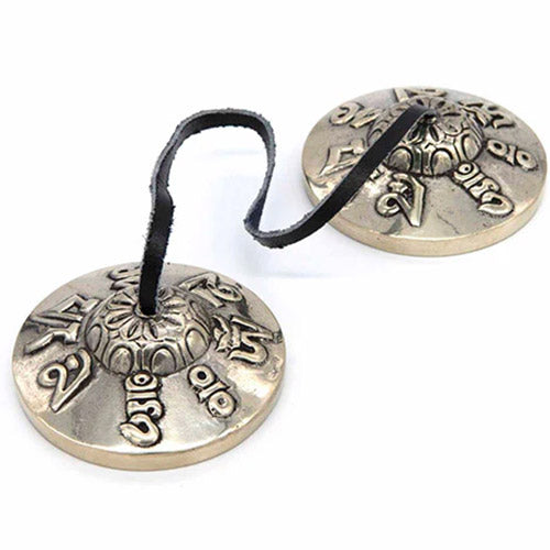 Large Om Mani Tingsha white background