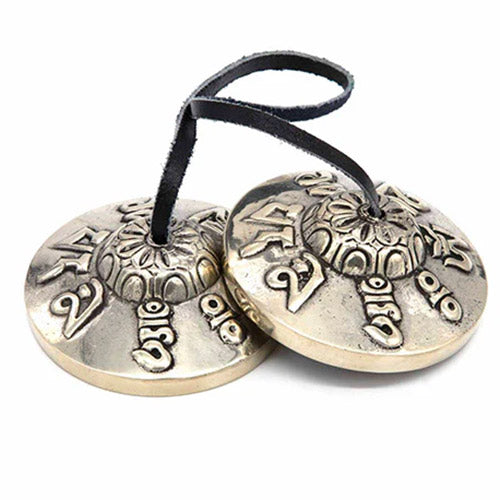 Large Om Mani Tingsha white background