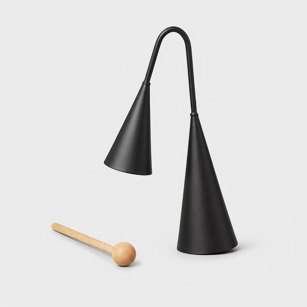 Large metal agogo bells with solid wood beater