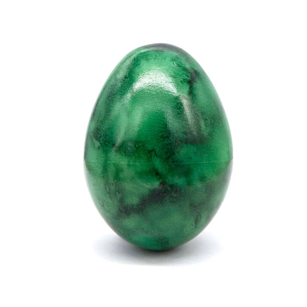 Painted green marble egg shaker 