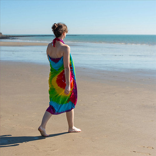 Rainbow Sarong as beach towel