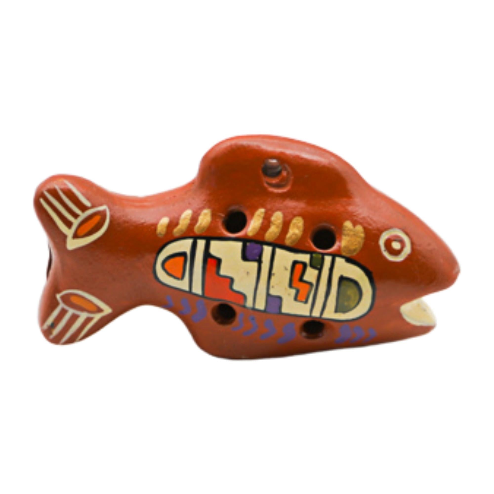 brown fish ocarina pendant