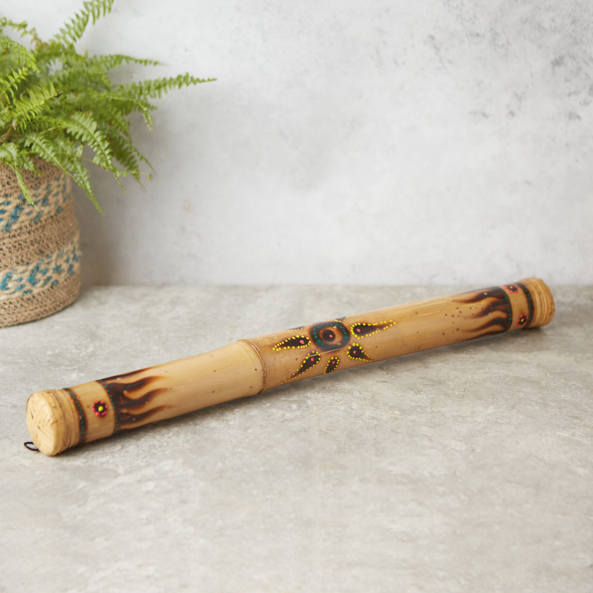 60cm bamboo rainstick hand painted