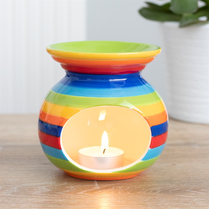 rainbow design oil burner with candle light 