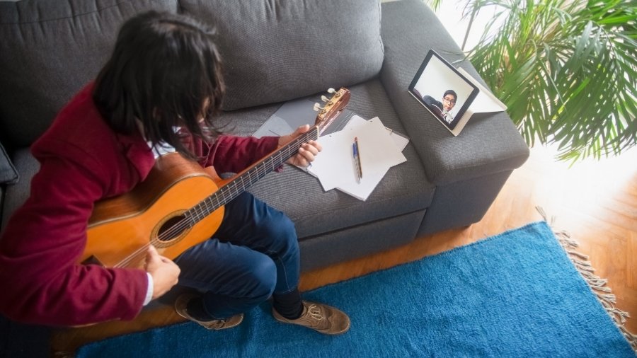 A Music Teacher Teaching Online