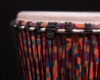 Close up of djembe drum rope tuning system
