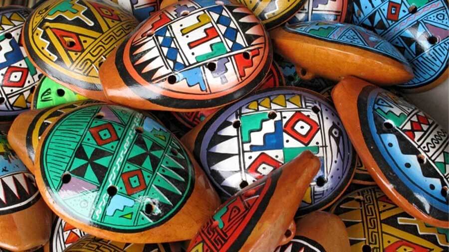 hand painted selection of clay ocarinas