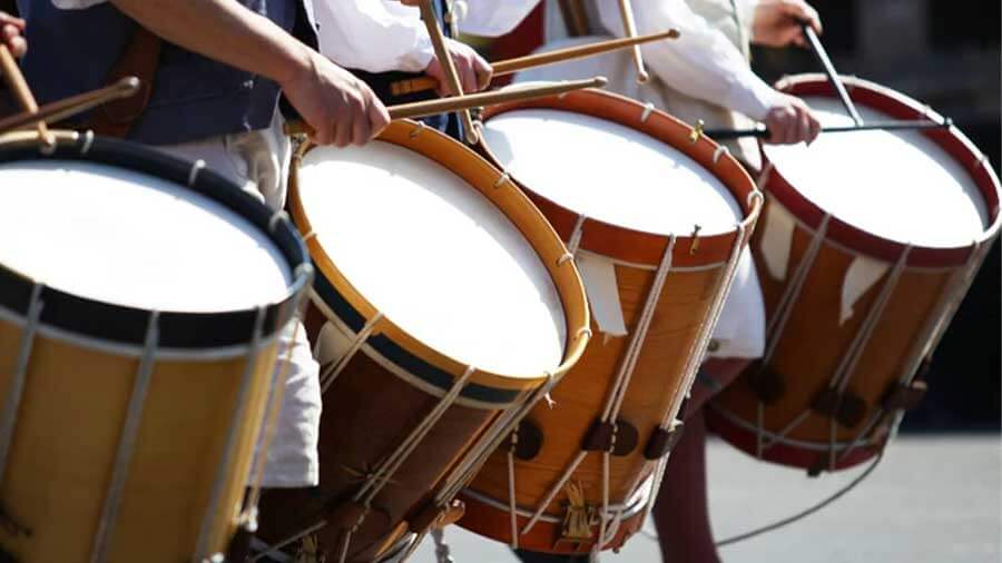 The history of marching drums