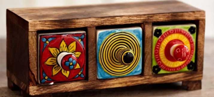 ceramic hand painted spice drawers