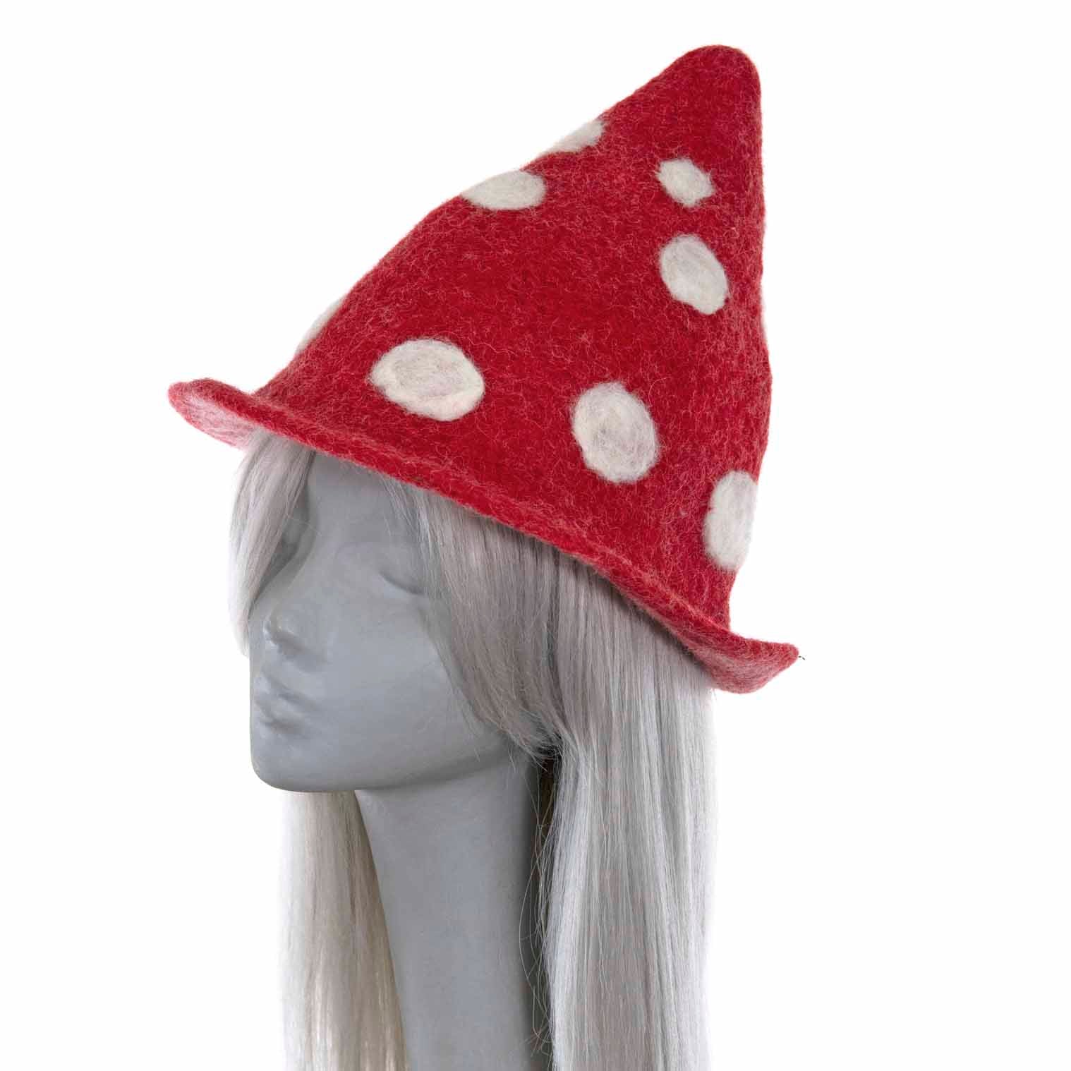 dotted mushroom shape hat felt