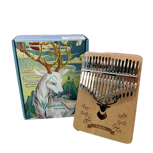 Boxed 17 Note wooden Kalimba with deer design