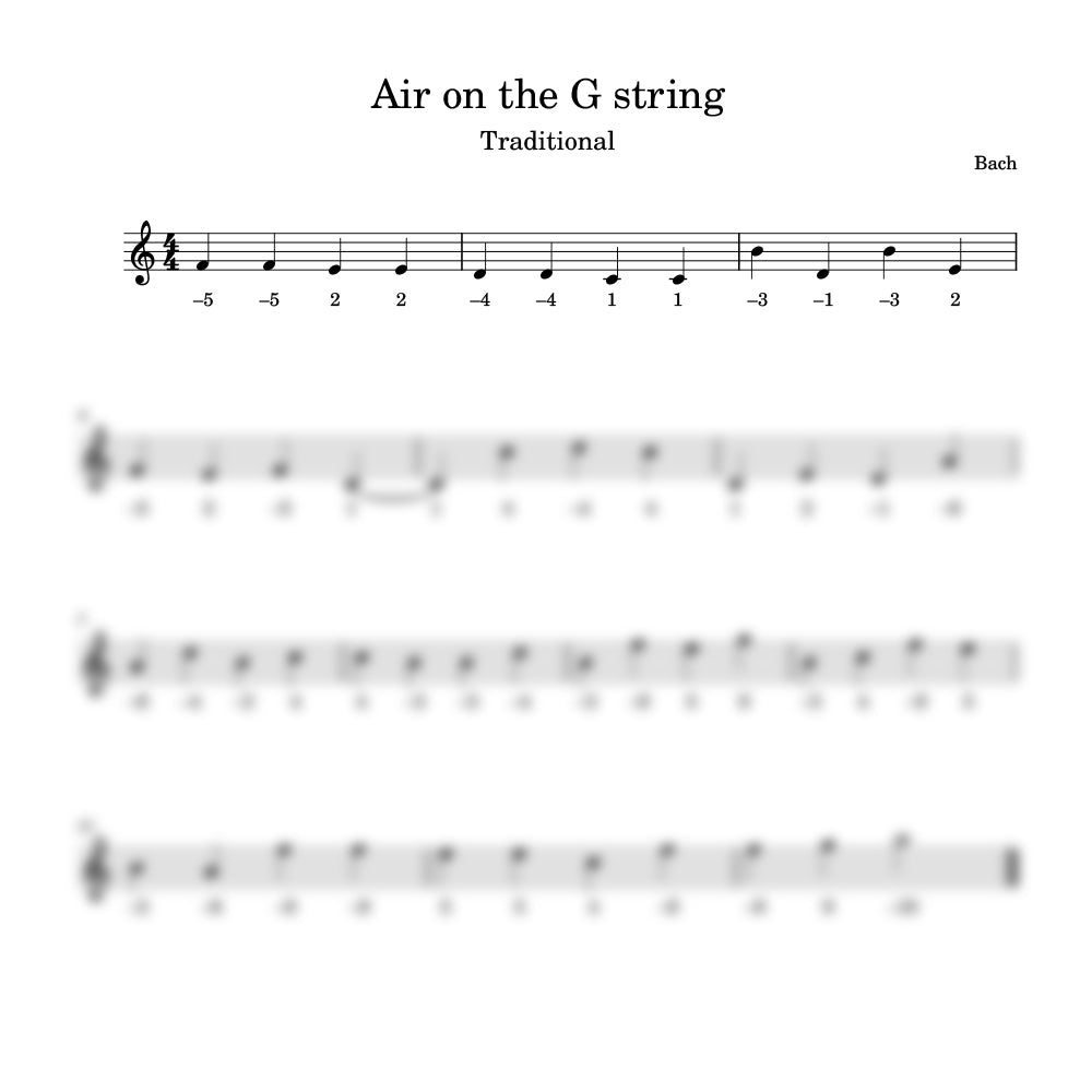air on G string bach harmonica tab preview 