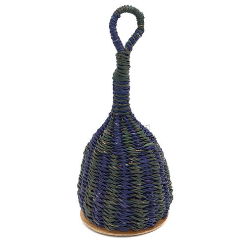 Blue and green Ghanian basket rattle