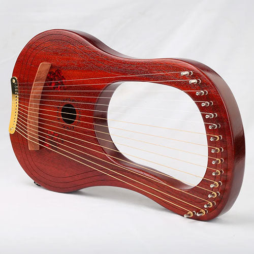 close up of lyre harp front