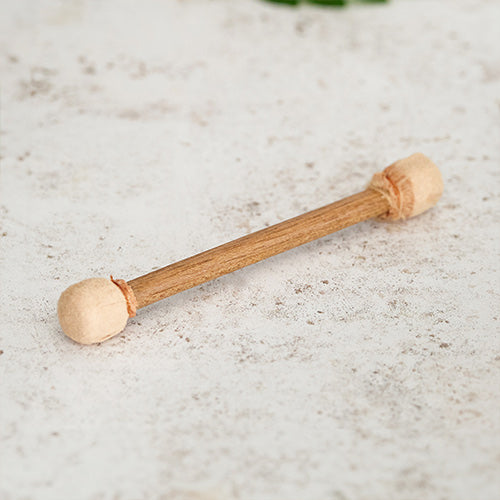 Double sided wooden drum beater with suede