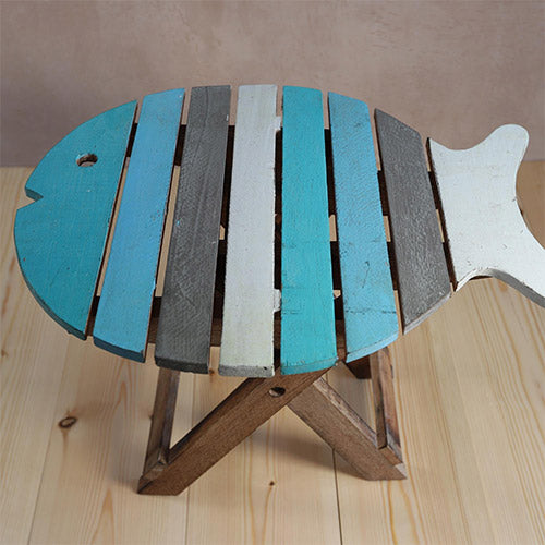 Aqua theme folding fish stool design