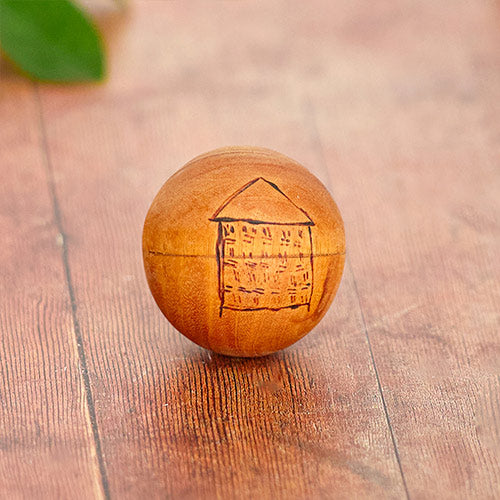 Jati wooden ball shaker with house design