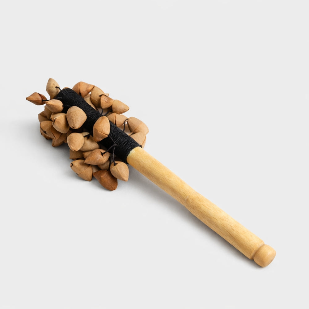Kenari Seed Shaker Rattle Indonesian Percussion on a light gray studio background