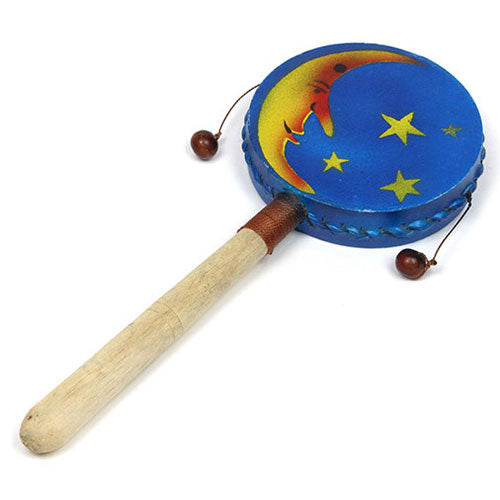 moon face with stars blue background and handle