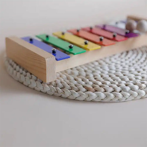 close up of rainbow xylophone