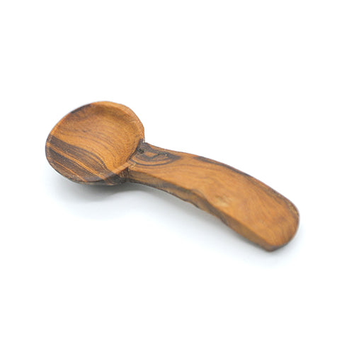 small scoop olive wood spice spoon top