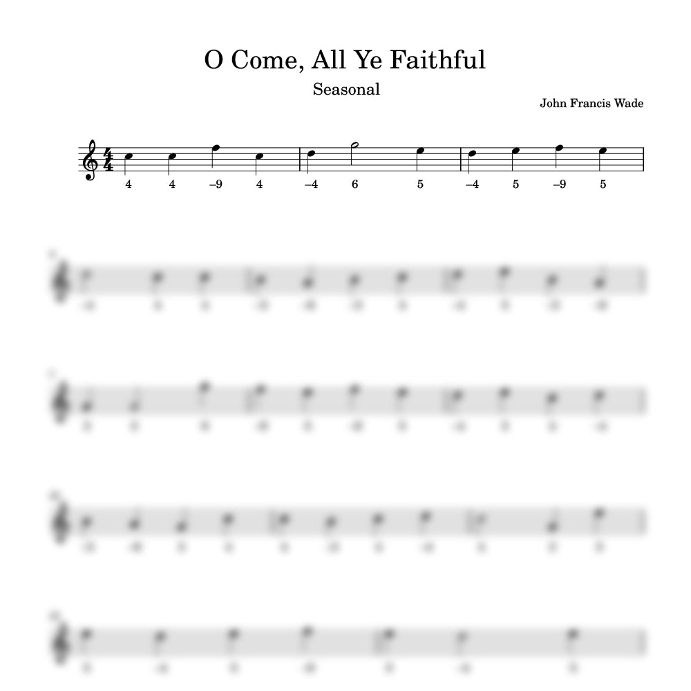 Sheet music for 'O Come, All Ye Faithful' by John Francis Wade with musical notation.